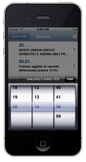 applicazione per smartphone e tablet con il Catalogo Europeo dei Rifiuti
